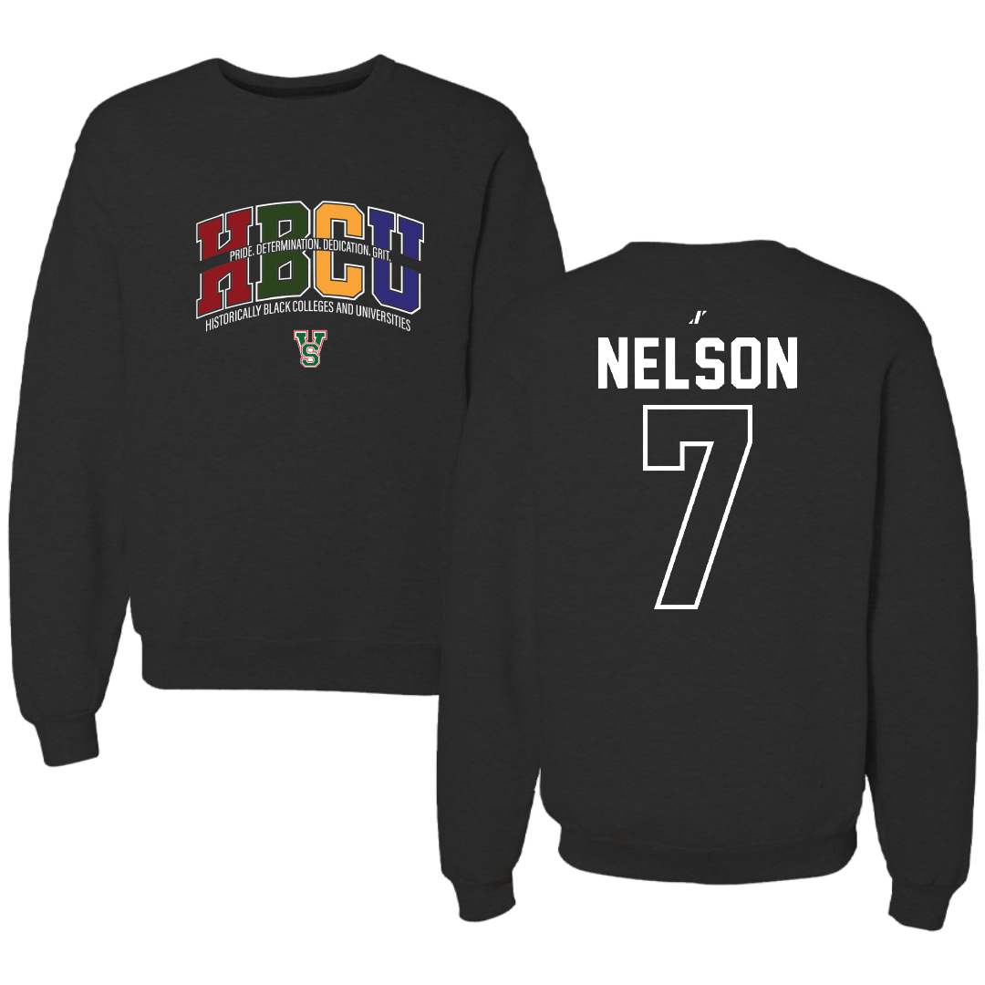 Mississippi Valley State University Football Black HBCU Crewneck - #7 Camo Nelson