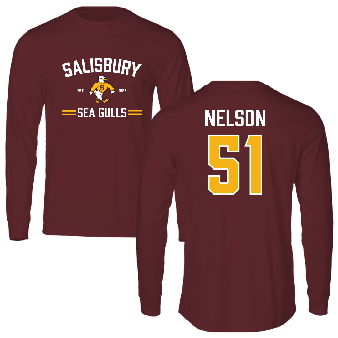 Salisbury University Football Maroon General Long Sleeve - #51 Matt Nelson