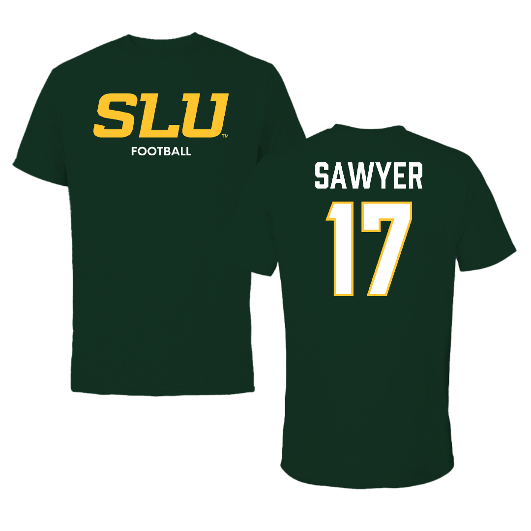Southeastern Louisiana University Football Forest Green Performance Tee - #17 Eli Sawyer