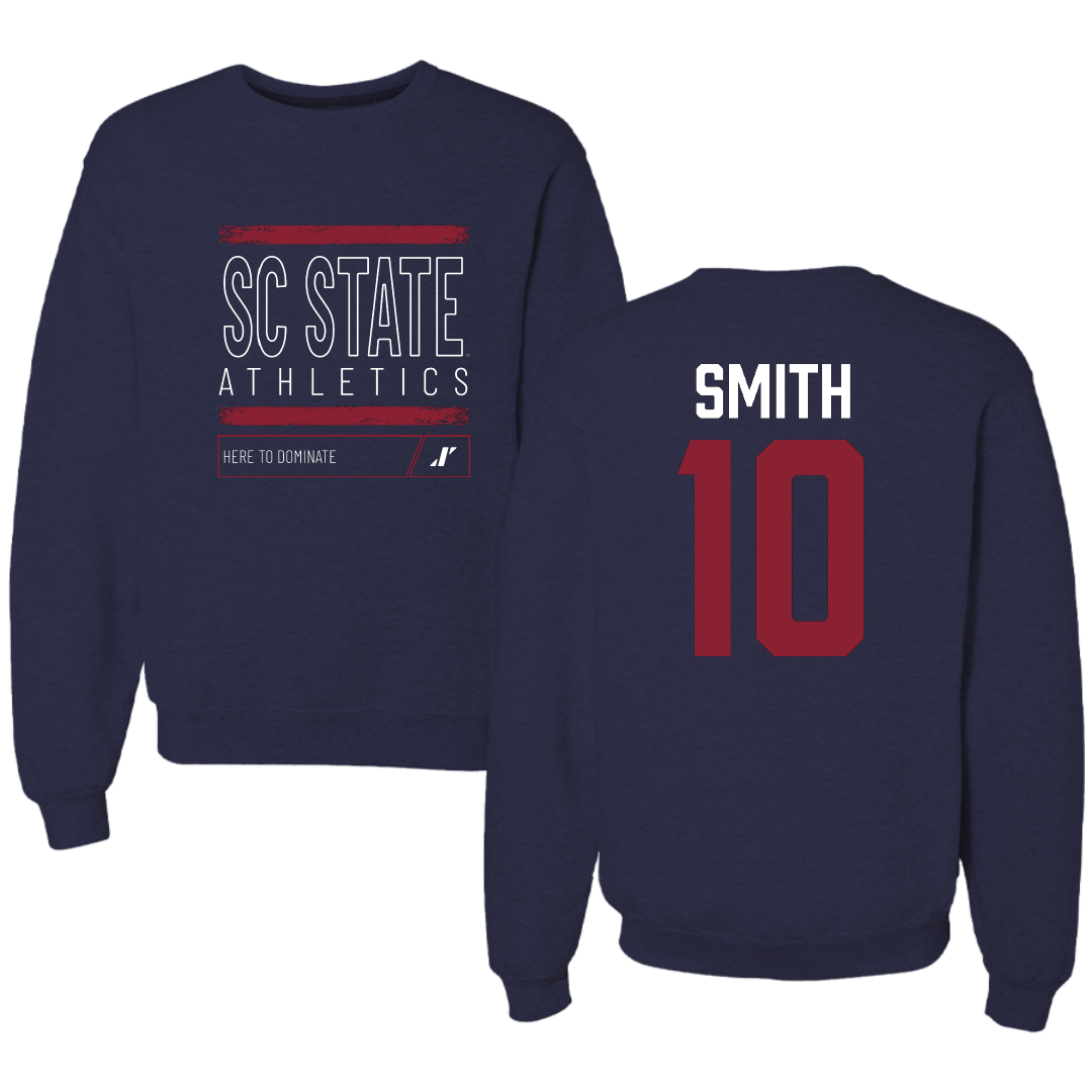 South Carolina State University Football Navy Dominate Crewneck - #10 Tyler Smith