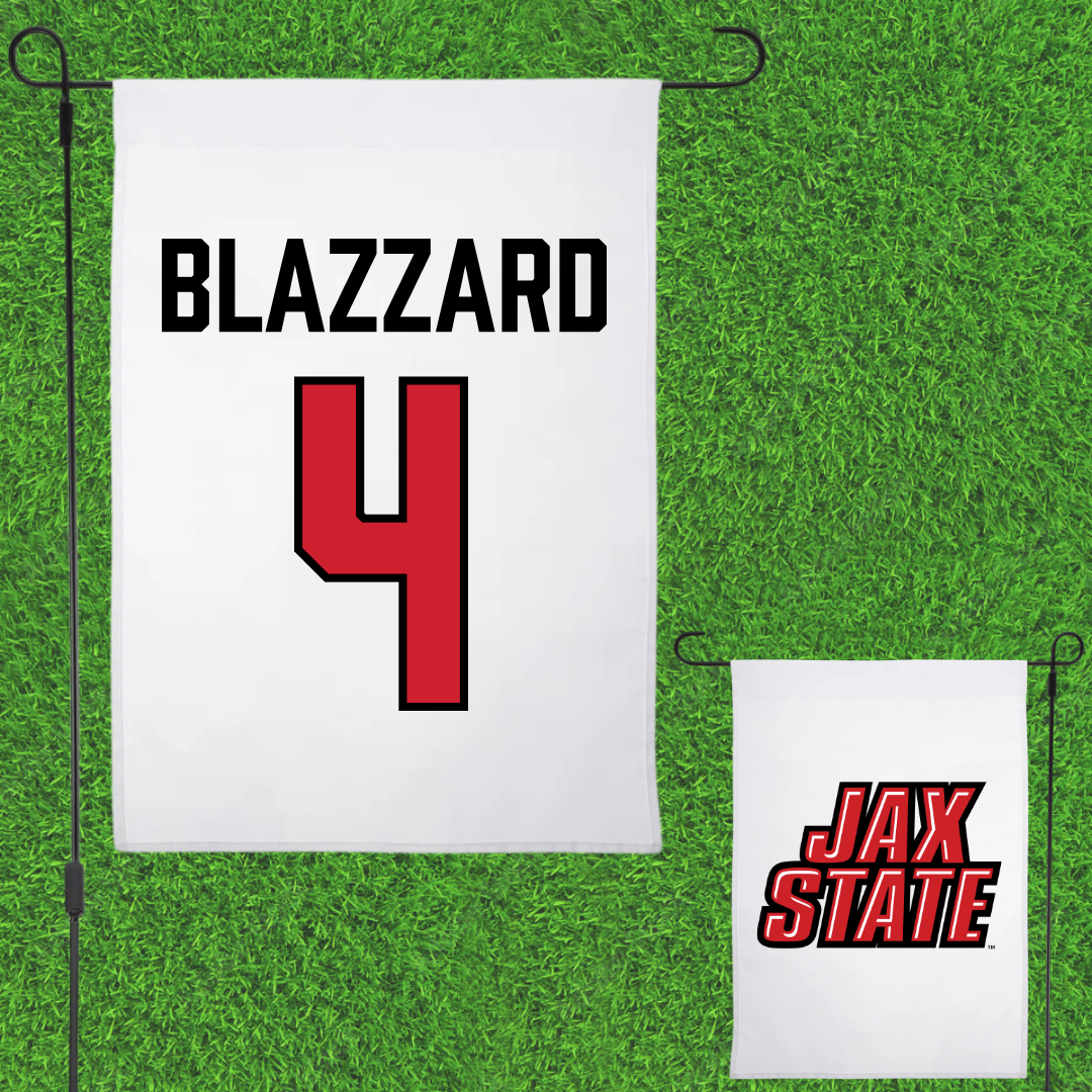 Jacksonville State University Volleyball White Garden Flag - #4 Morgan Blazzard