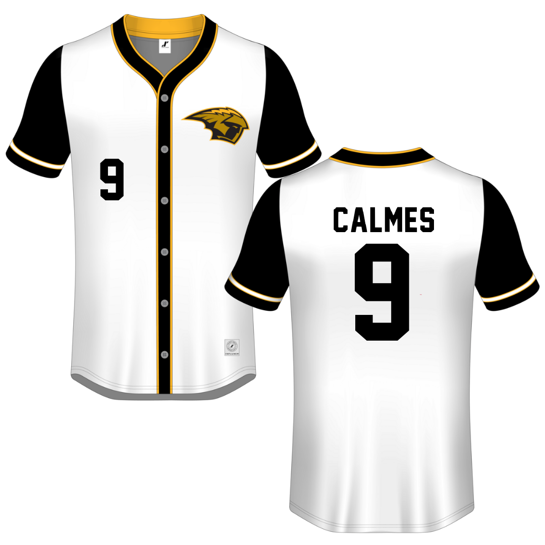 University of Wisconsin-Oshkosh White Button-Down Jersey - #9 Skyler Calmes
