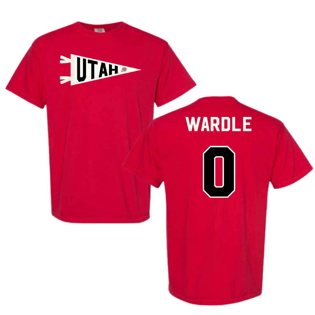 University of Utah Soccer Red Pennant Comfort Colors Tee - #0 Kasey Wardle