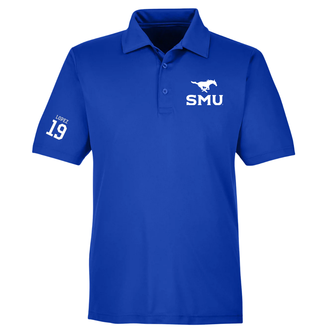 Southern Methodist University Soccer (M) Blue Polo - #19 Milton Lopez