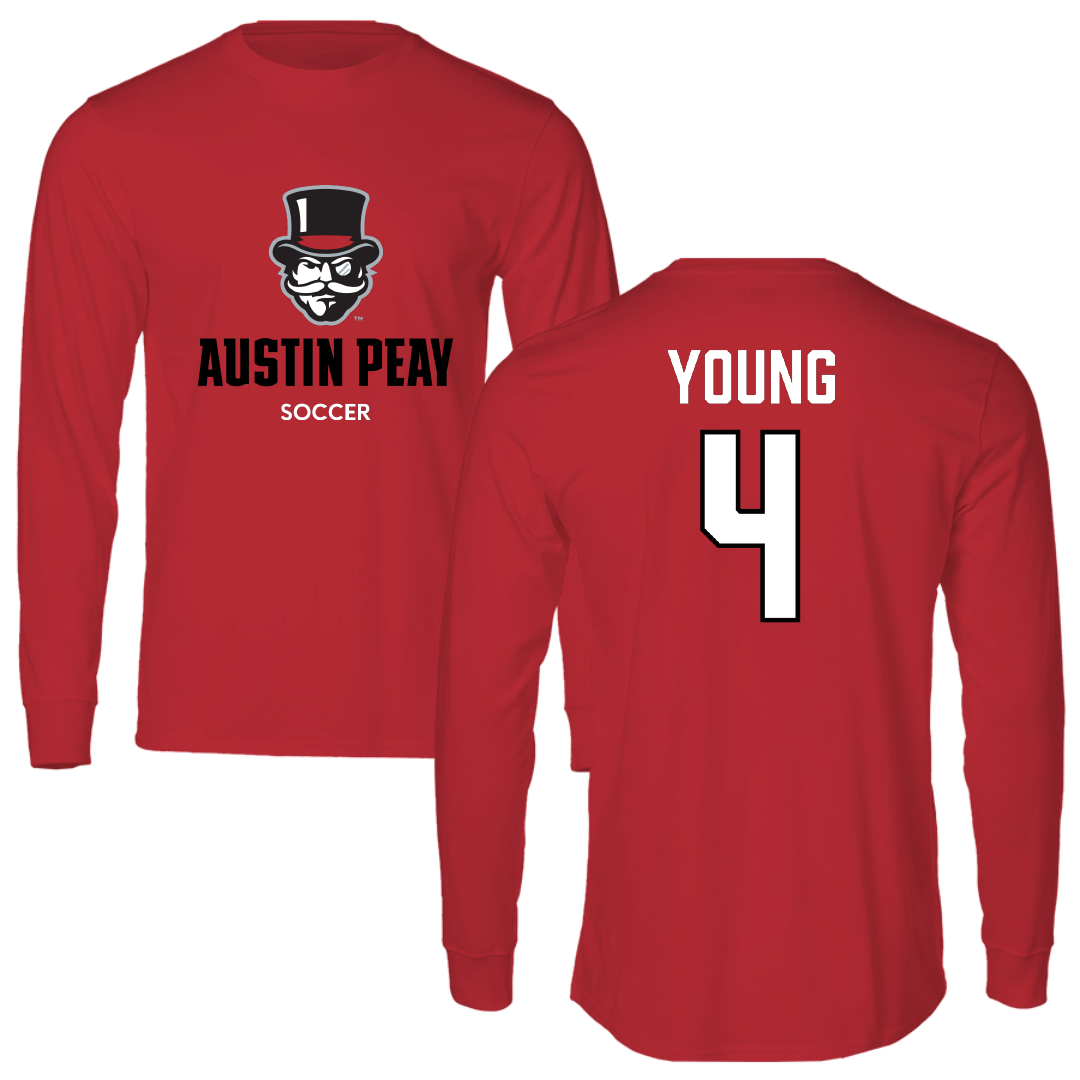 Austin Peay State University Soccer (W) Red Mascot Long Sleeve - #4 Carolyne Young