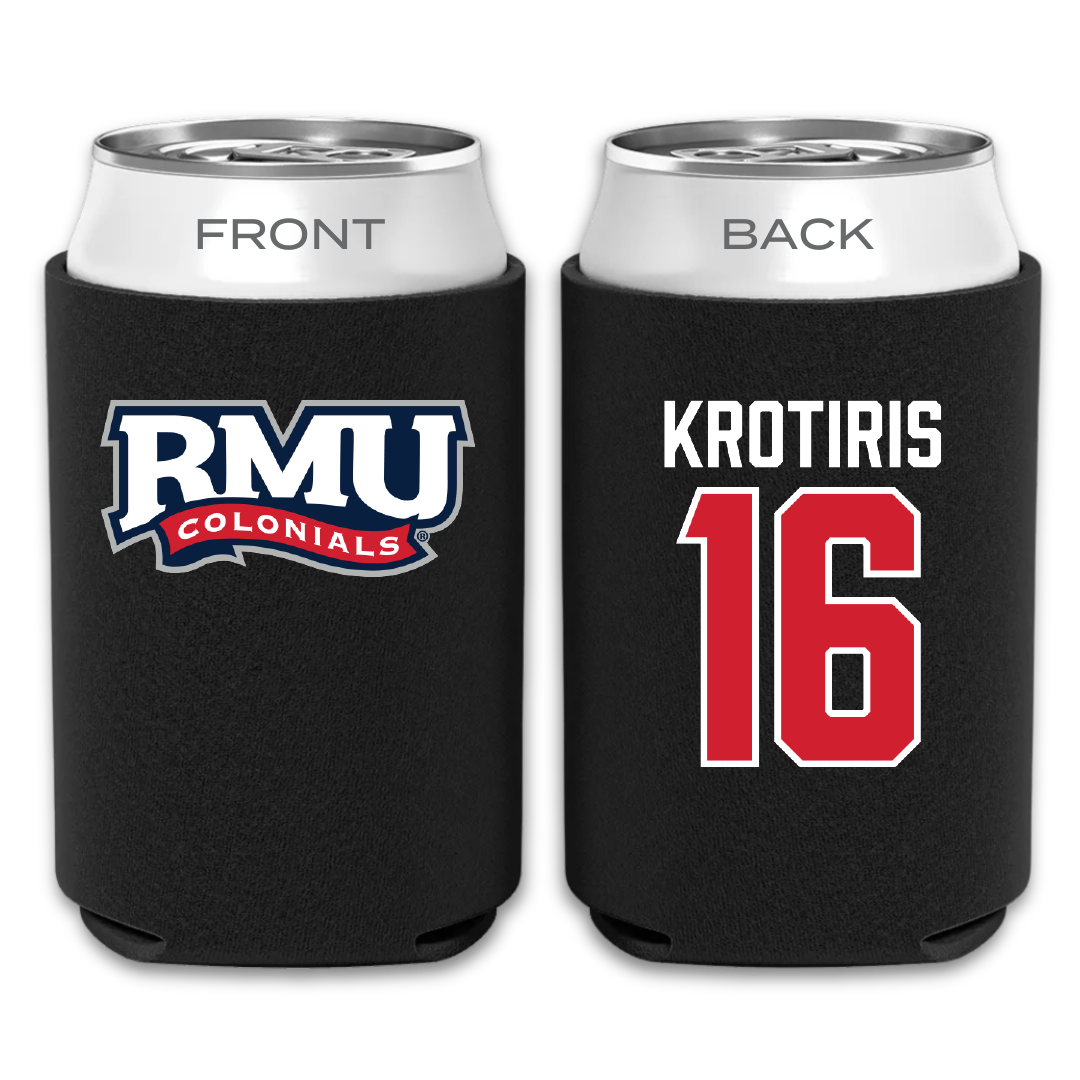 Robert Morris University Ice Hockey Black Can Cooler - #16 George Krotiris