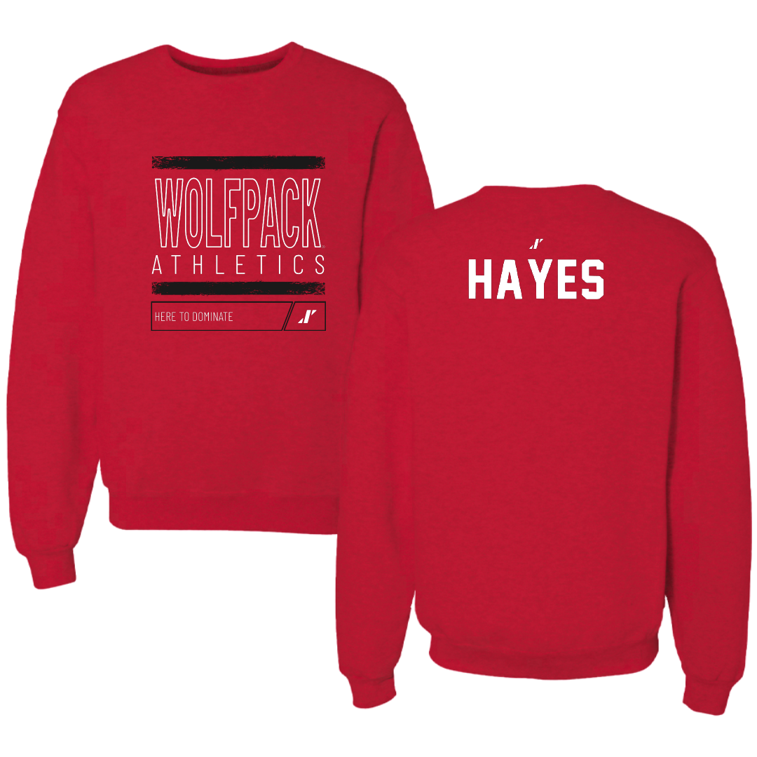 North Carolina State University Swimming & Diving Red Dominate Crewneck - Aiden Hayes