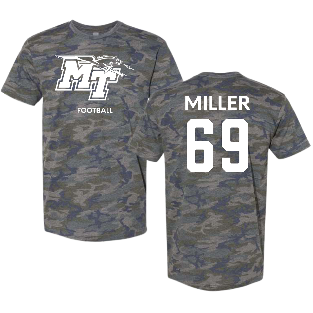 Middle Tennessee State University Football Vintage Camo Tee - #69 Marcus Miller