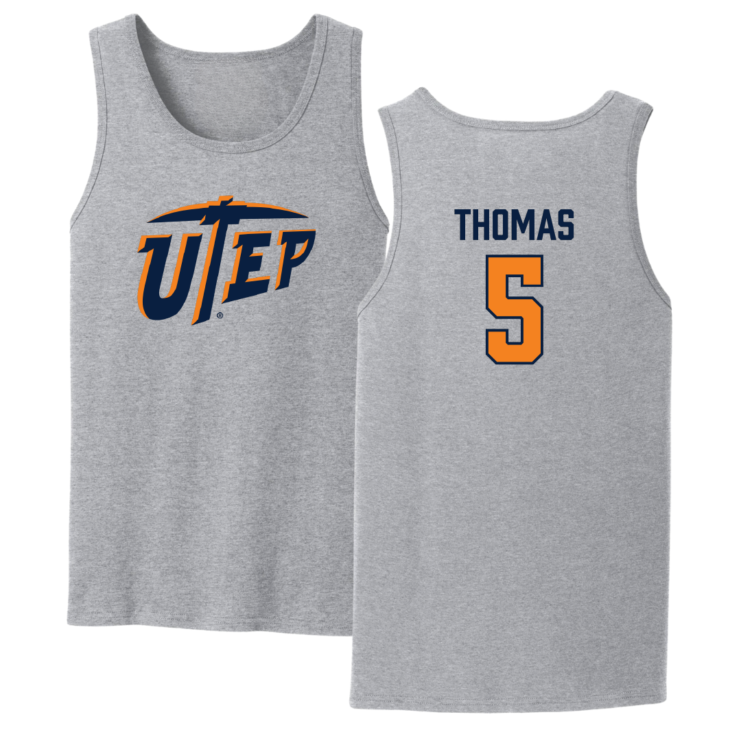 University of Texas at El Paso Football Sport Gray Tank Top - #5 Kam Thomas