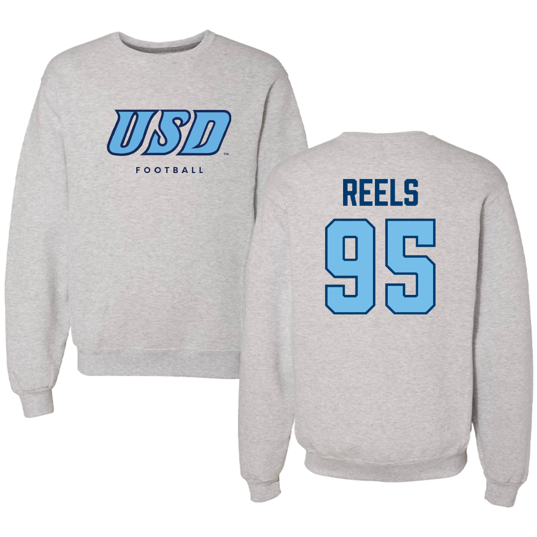 University of San Diego Football Gray Crewneck - #95 Jae’Von Reels