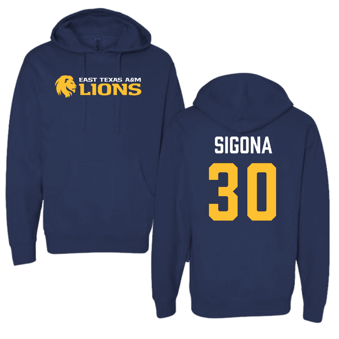 East Texas A&M University Basketball Navy Hoodie - #30 Vinny Sigona