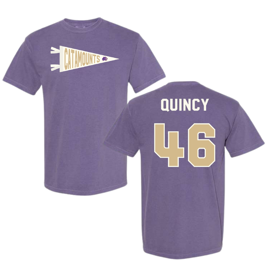 Western Carolina University Baseball Purple Pennant Comfort Colors Tee - #46 Adam Quincy