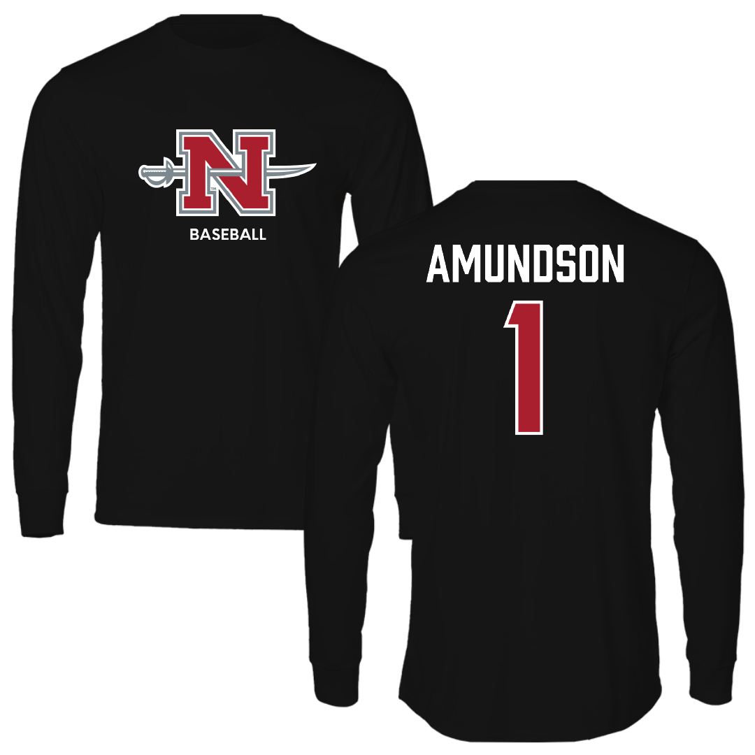 Nicholls State University Baseball Black Mascot Long Sleeve - #1 Kaden Amundson