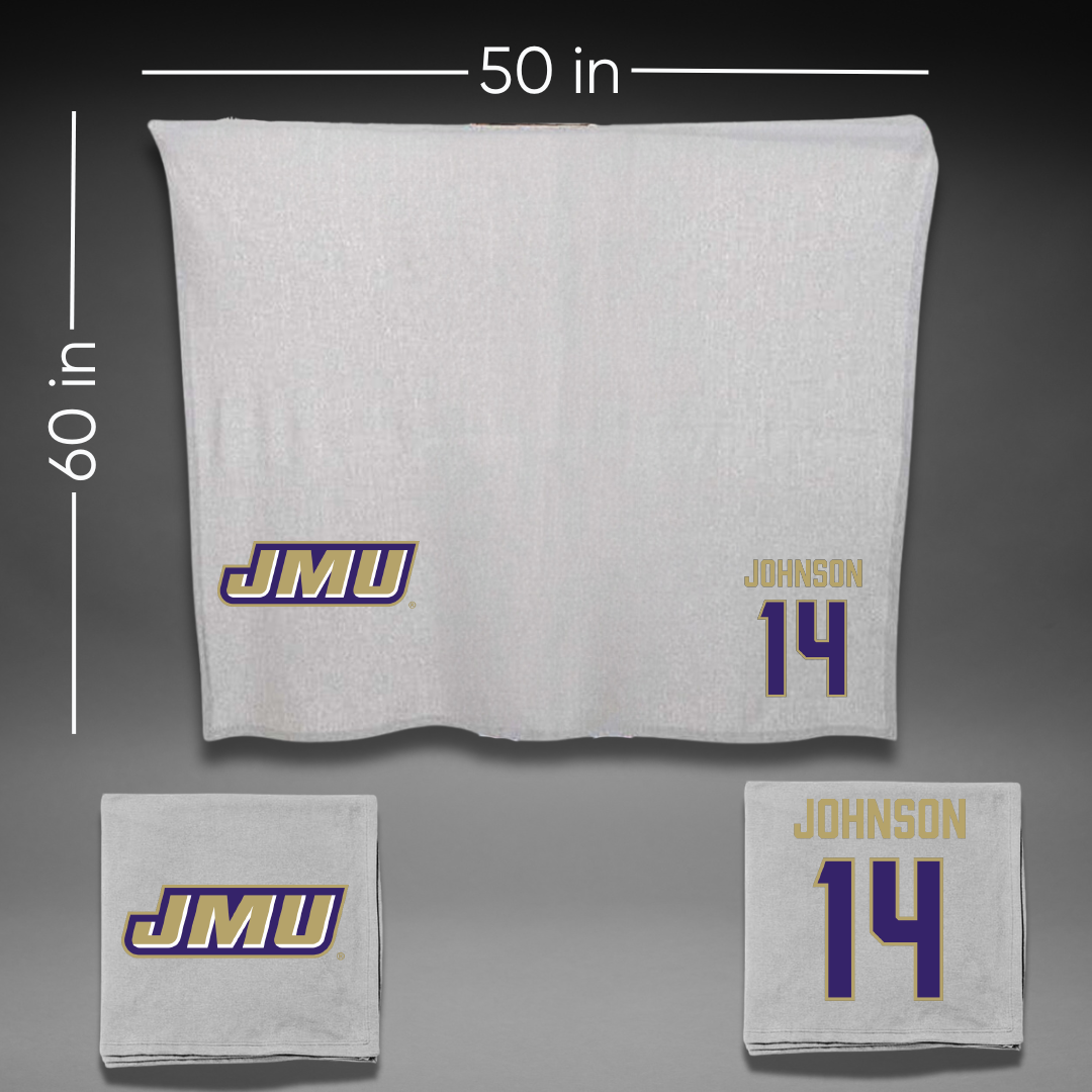 James Madison University Softball Gray Blanket - #14 Taylor Johnson
