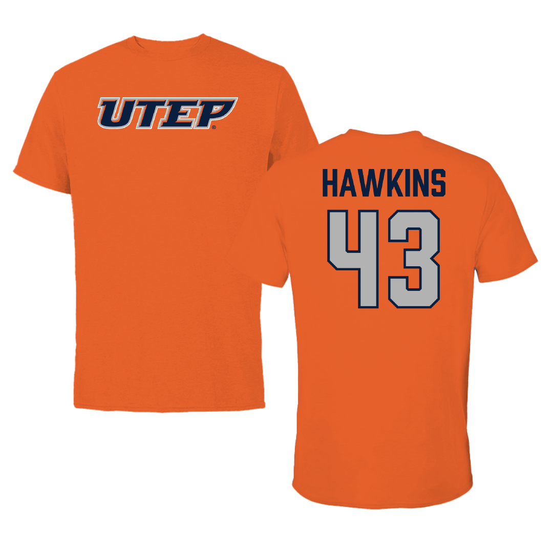 University of Texas at El Paso Football Orange Performance Tee - #43 Garrett Hawkins