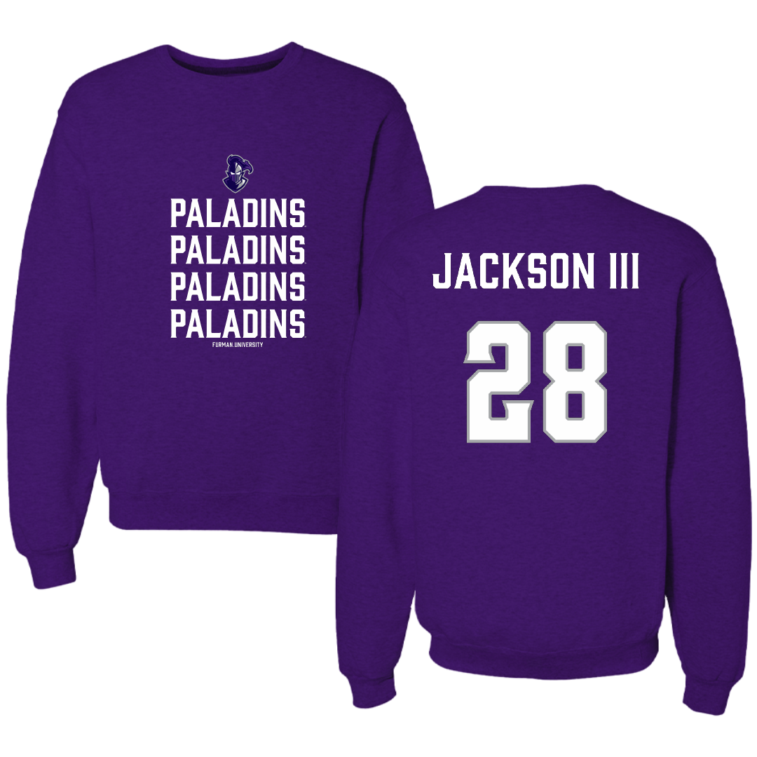 Furman University Football Purple General Crewneck - #28 Eddie Jackson III