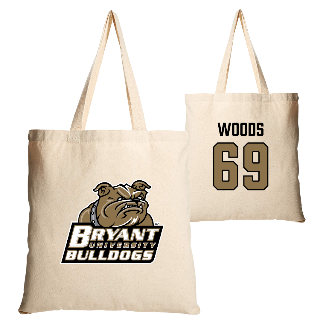Bryant University Football Tan Canvas Tote Bag - #69 Jeffery Woods