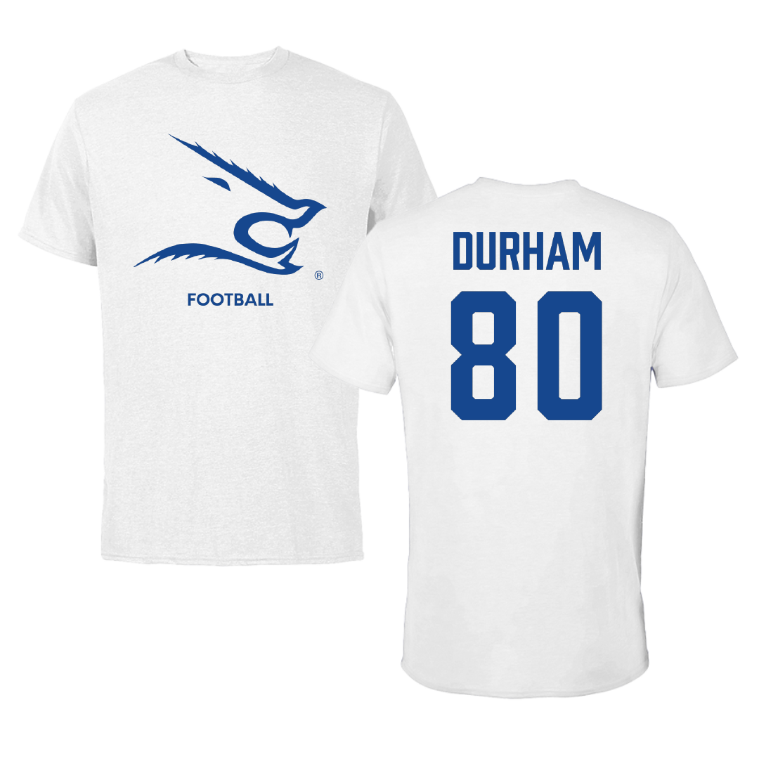 Texas A&M University-Kingsville Football White Performance Tee - #80 Exavier Durham