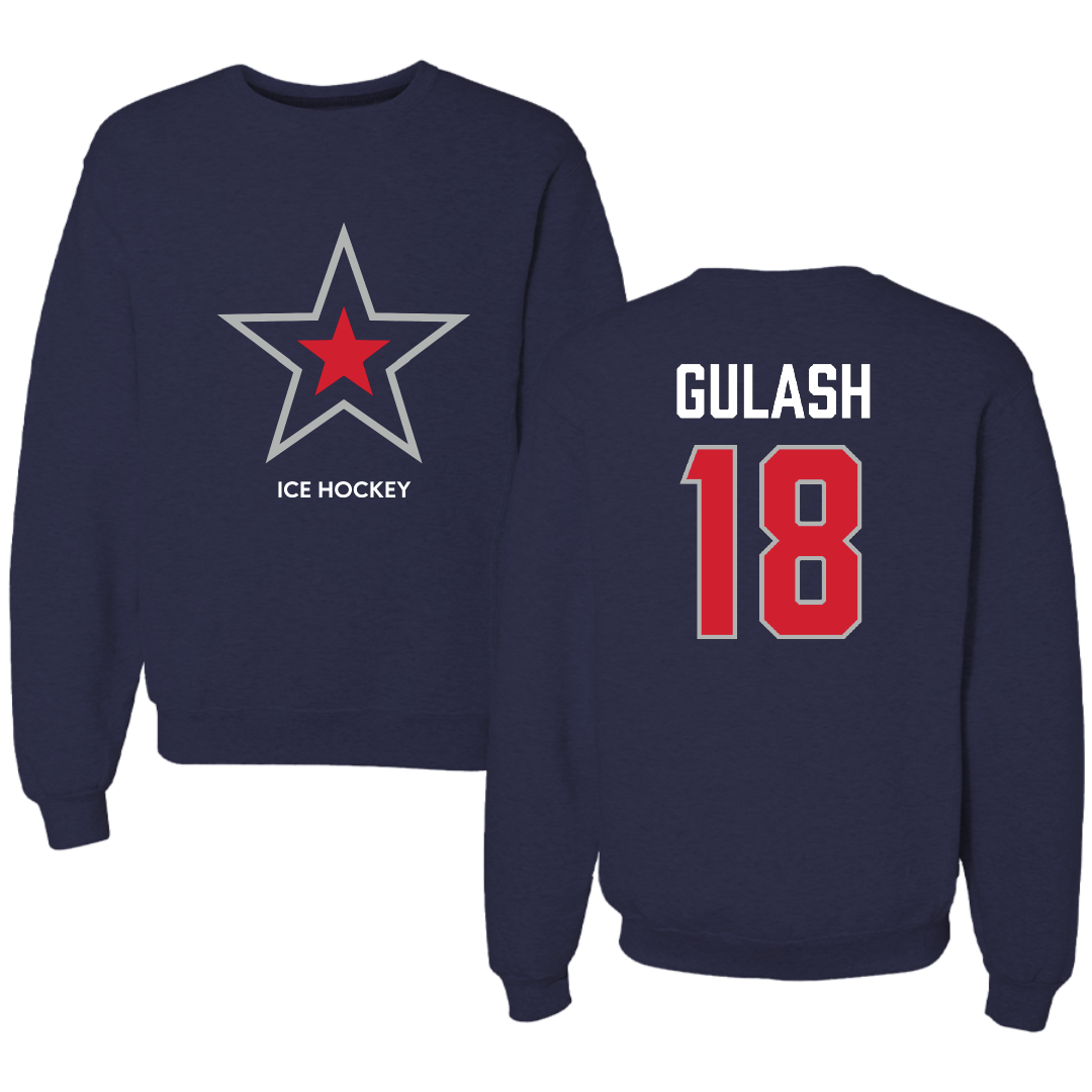 Robert Morris University Ice Hockey (M) Navy Mascot Crewneck - #18 Gavin Gulash