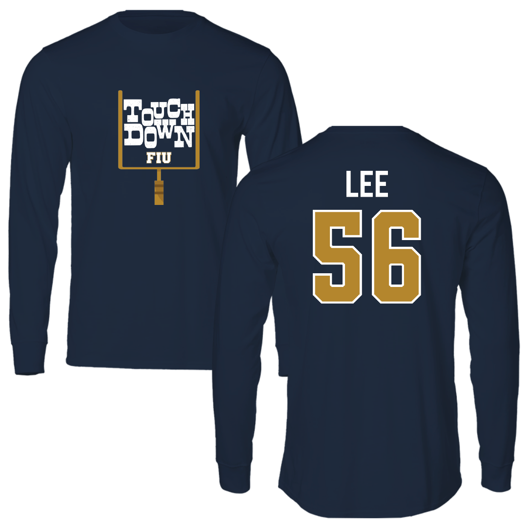 Florida International University Football Navy Touchdown Performance Long Sleeve - #56 JaDarious Lee