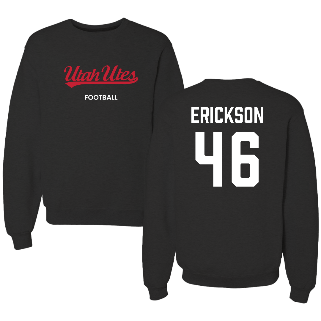 University of Utah Football Black Crewneck - #46 Hayden Erickson