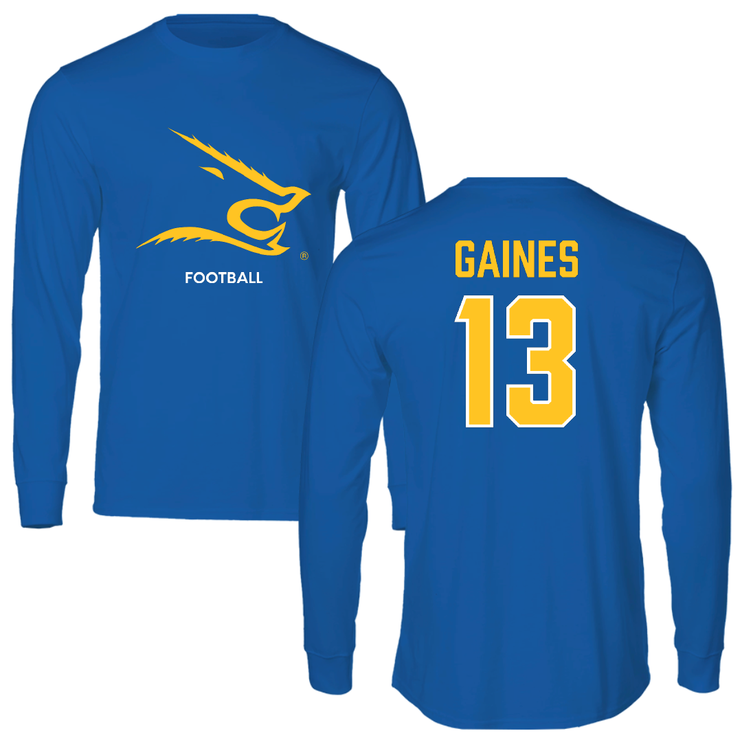 Texas A&M University-Kingsville Football Blue Long Sleeve - #13 Jason Gaines