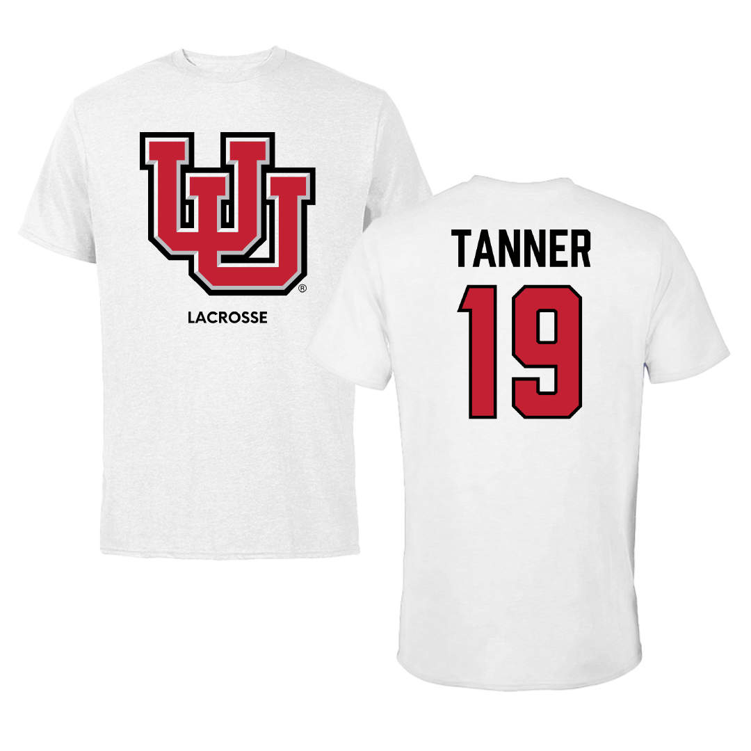 University of Utah Lacrosse (M) White Tee - #19 Dallin Tanner