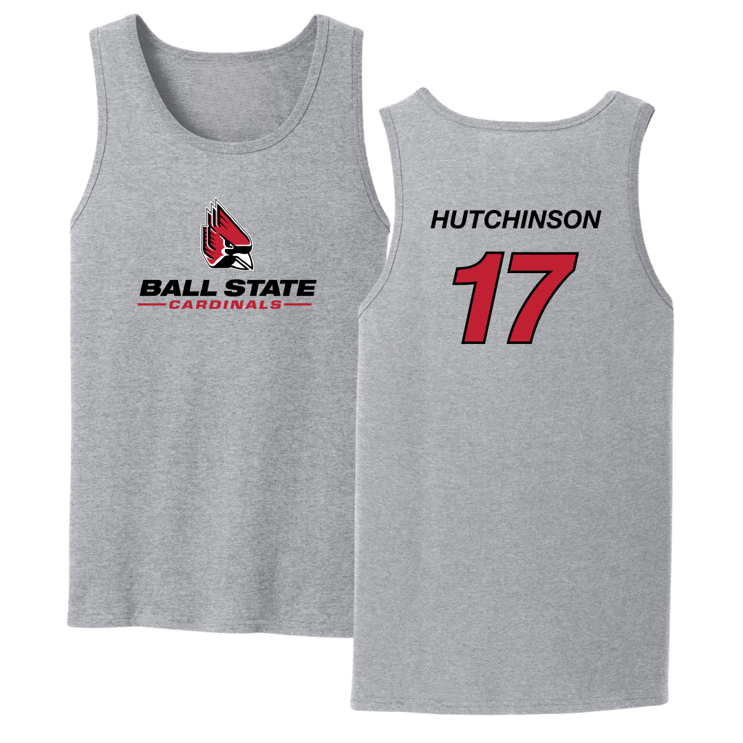 Ball State University Baseball Sport Gray Tank Top - #17 Connor Hutchinson