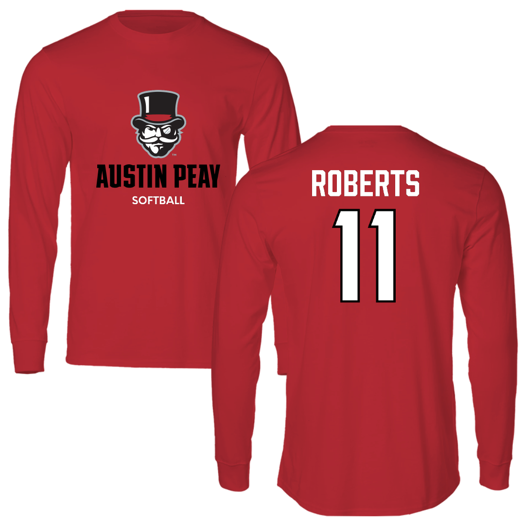Austin Peay State University Softball Red Mascot Long Sleeve - #11 Macee Roberts