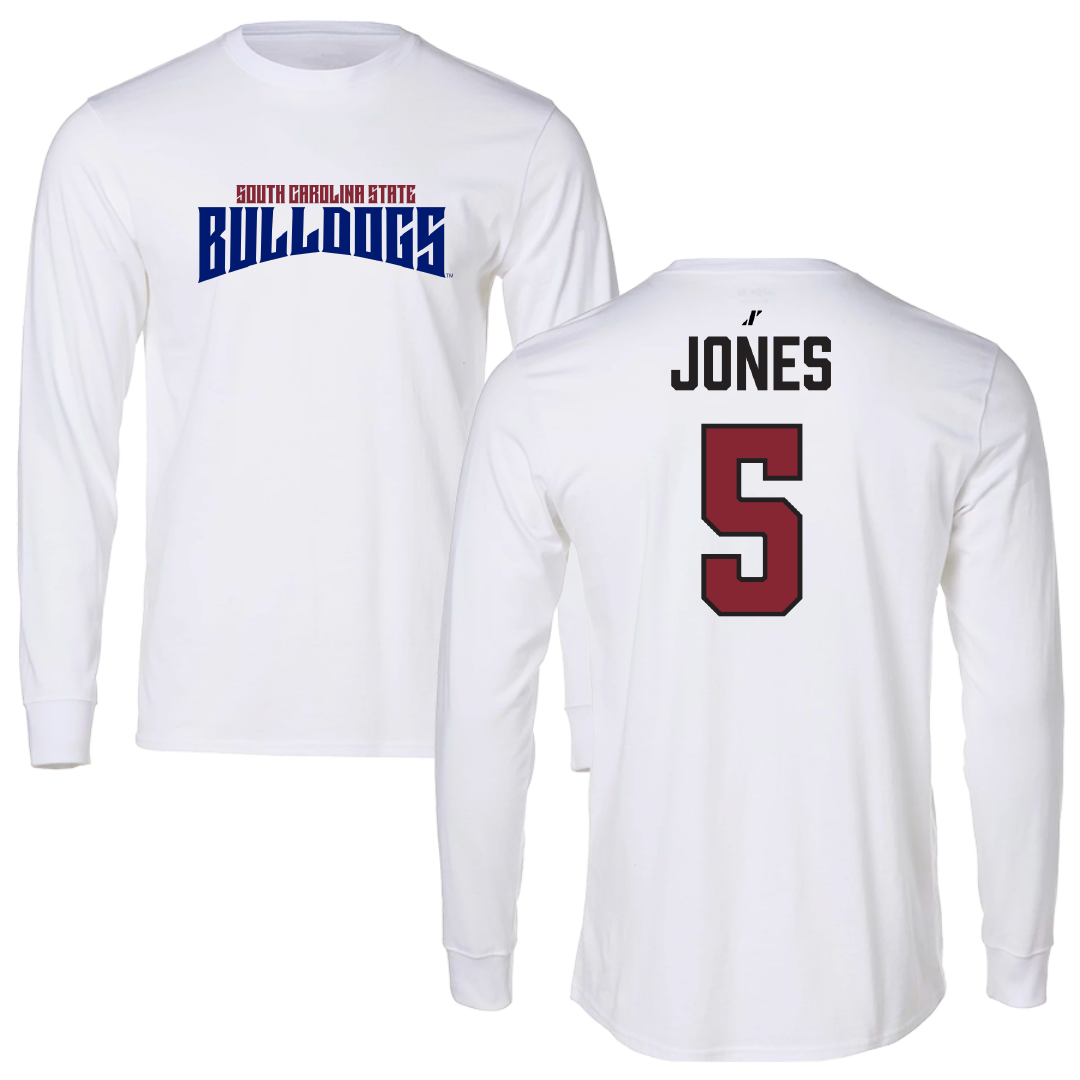 South Carolina State University Football White Classic Long Sleeve - #5 Tyler Jones