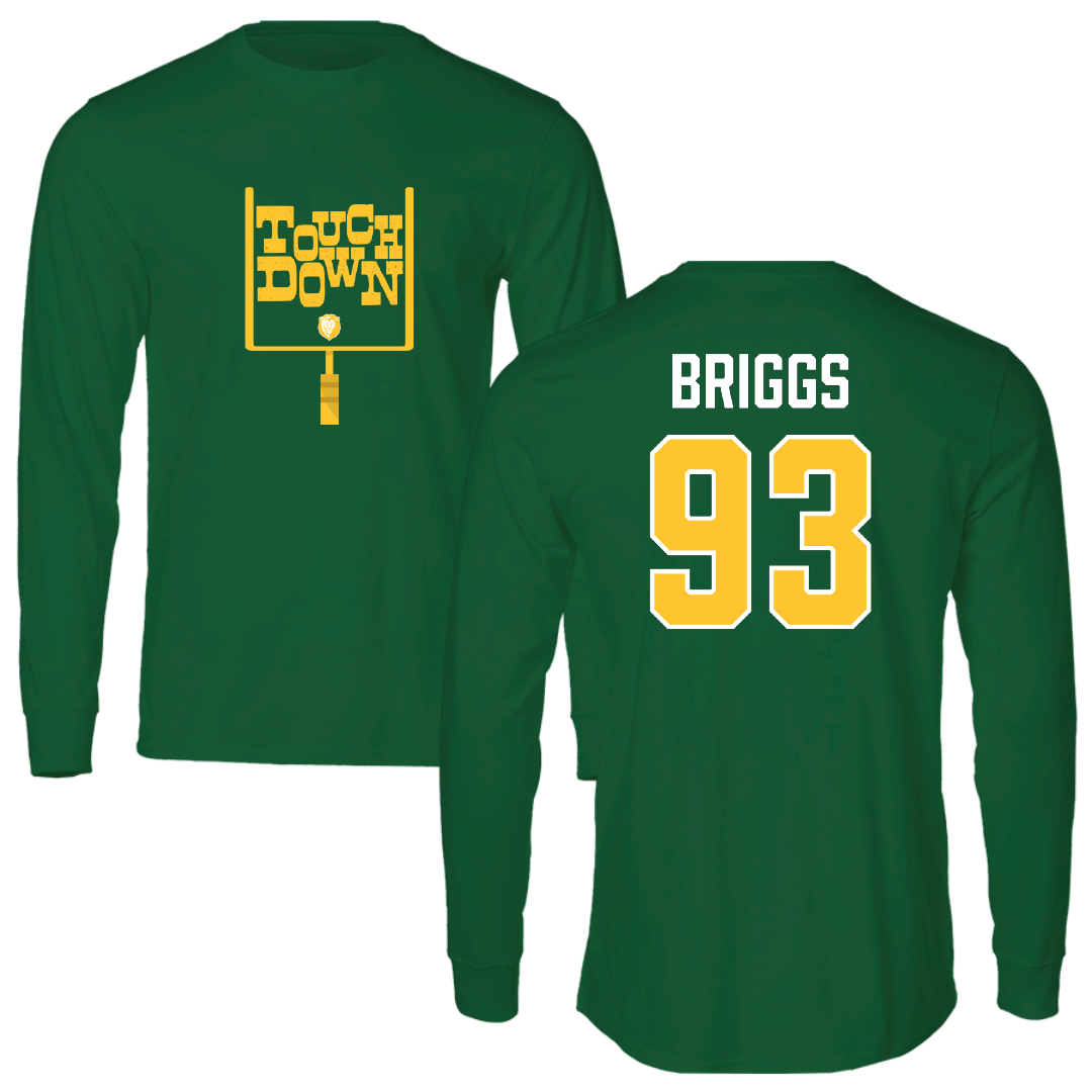 Southeastern Louisiana University Football Green Touchdown Performance Long Sleeve - #93 Rowan Briggs