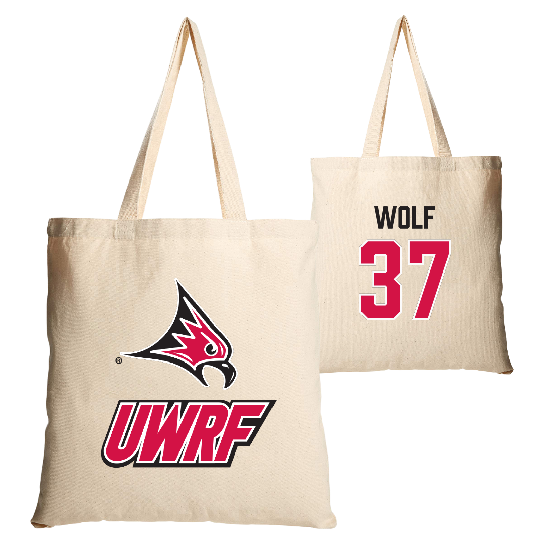 University of Wisconsin-River Falls Football Tan Canvas Tote Bag - #37 Brayden Wolf