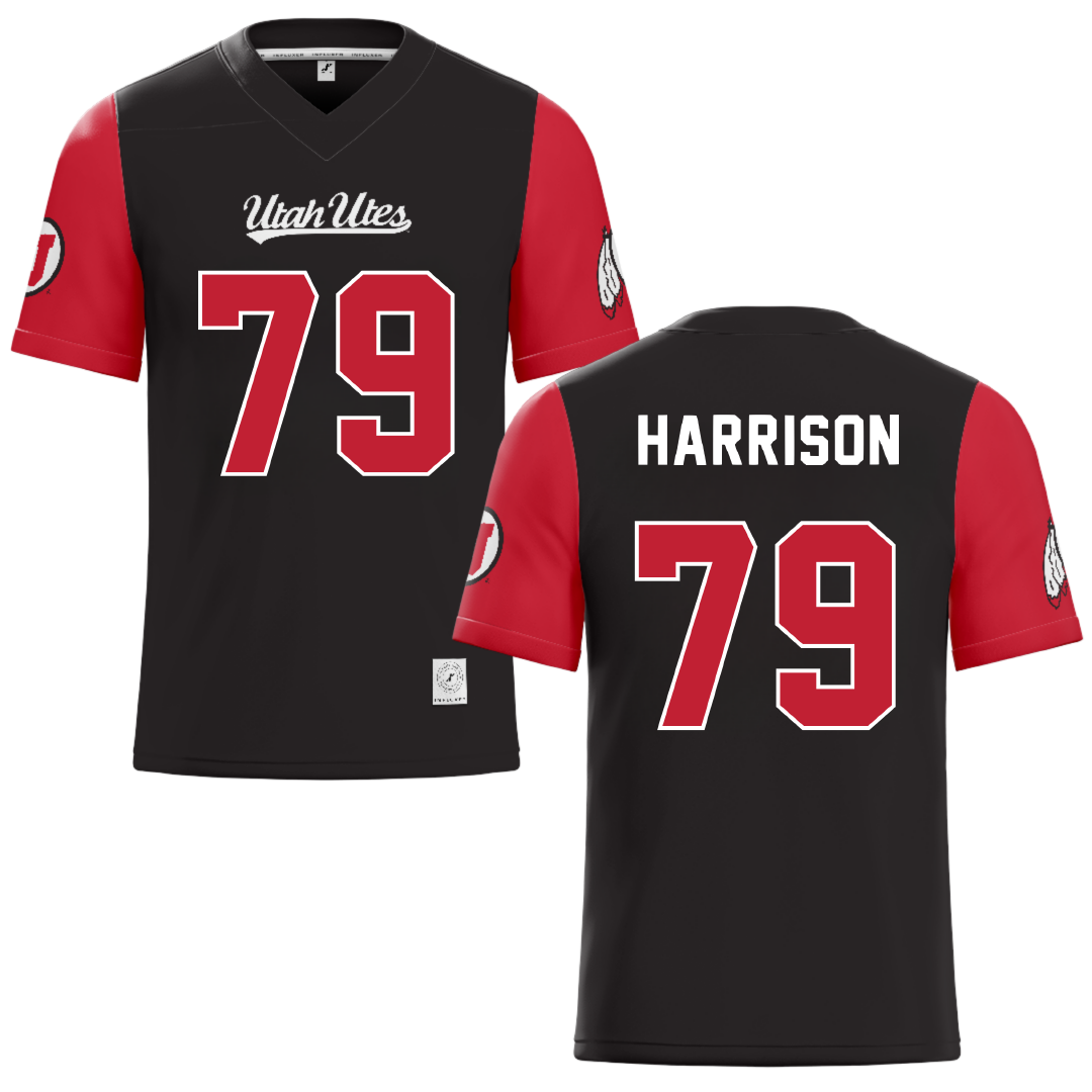 University of Utah Black Football Jersey - #79 Alex Harrison