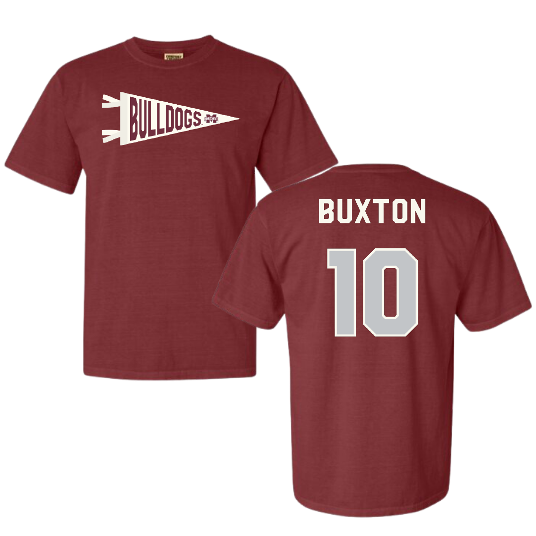 Mississippi State University Soccer Maroon Pennant Comfort Colors Tee - #10 Alivia Buxton