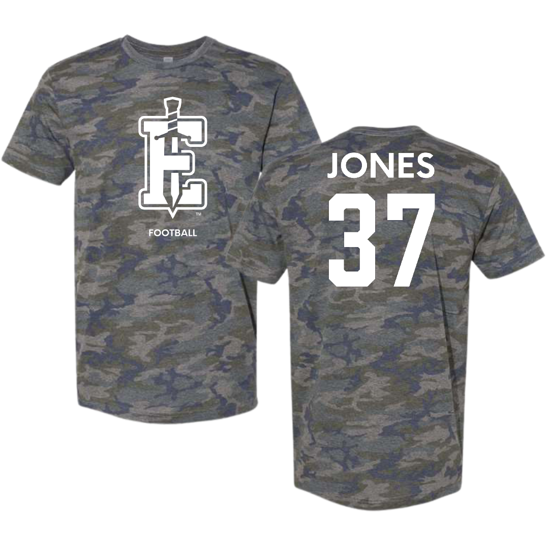 PennWest Edinboro Football Vintage Camo Tee - #37 Amari Jones