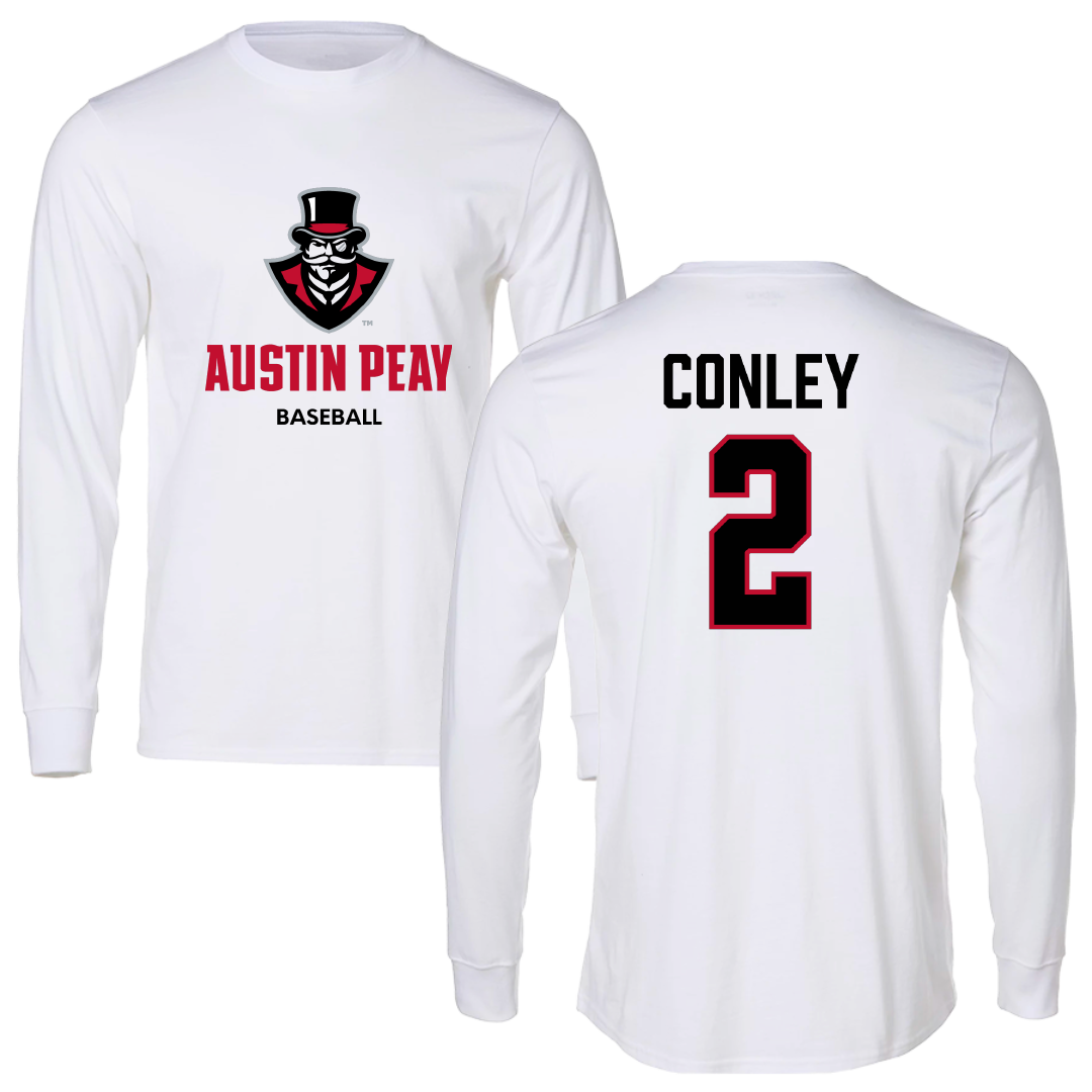 Austin Peay State University Baseball White Long Sleeve - #2 Trevor Conley