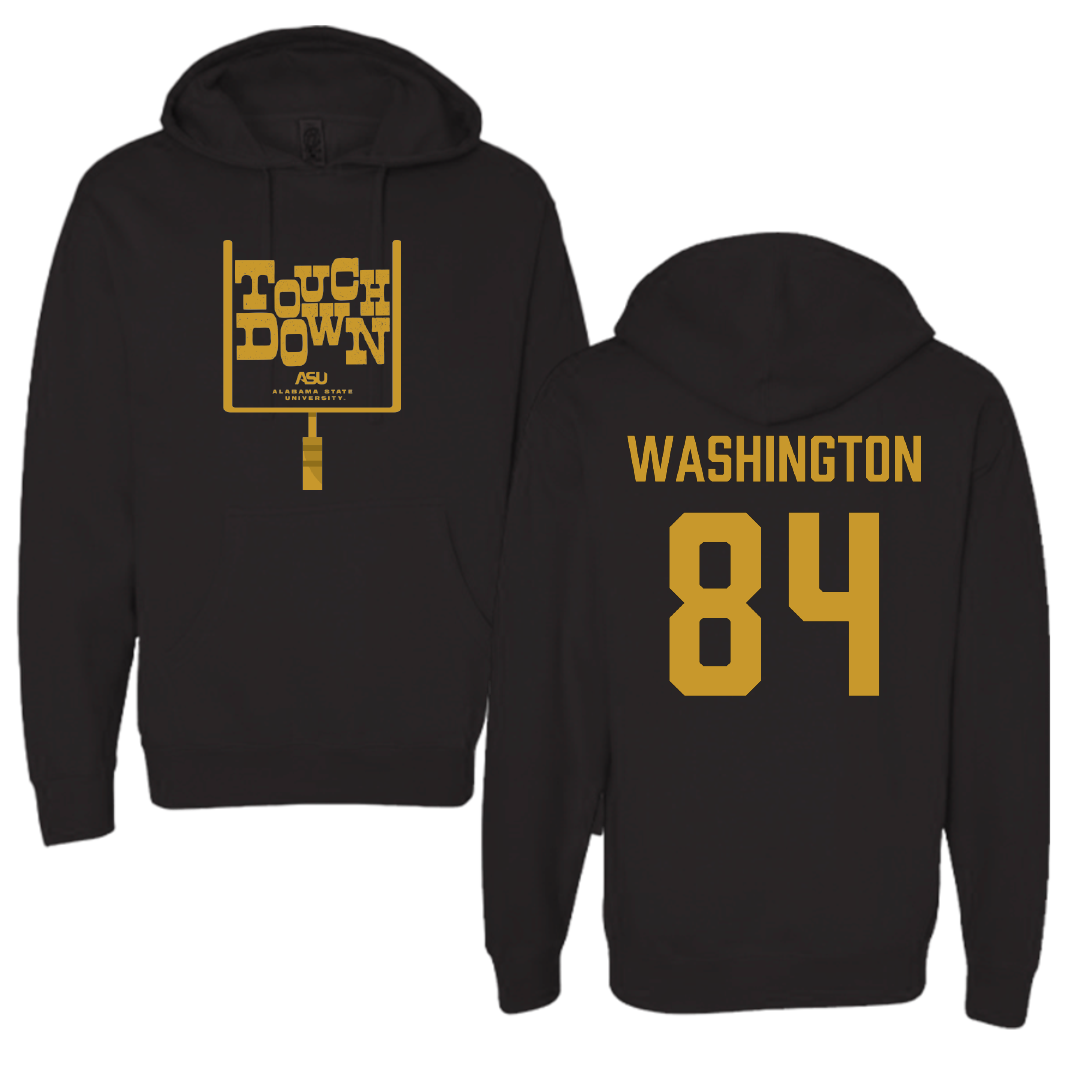 Alabama State University Football Black Touchdown Hoodie - #84 Joshua Washington
