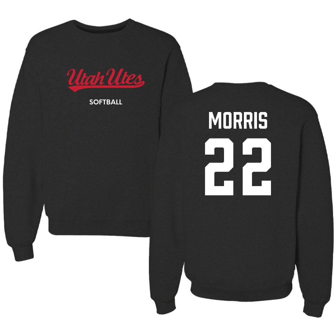 University of Utah Softball Black Crewneck - #22 Halle Morris