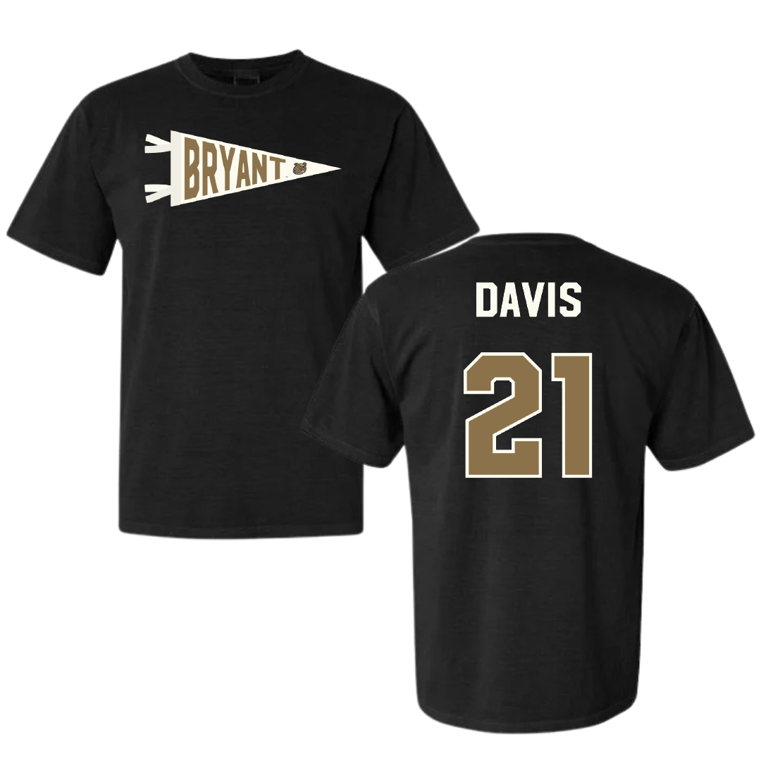 Bryant University Basketball Black Pennant Comfort Colors Tee - #21 Aaron Davis