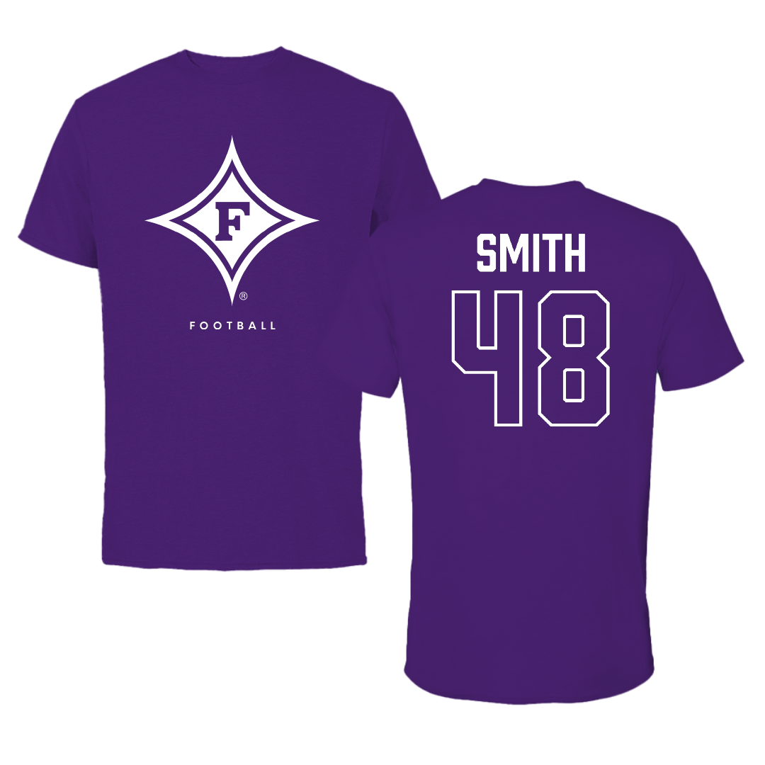 Furman University Football Purple Tee - #48 Luke Smith