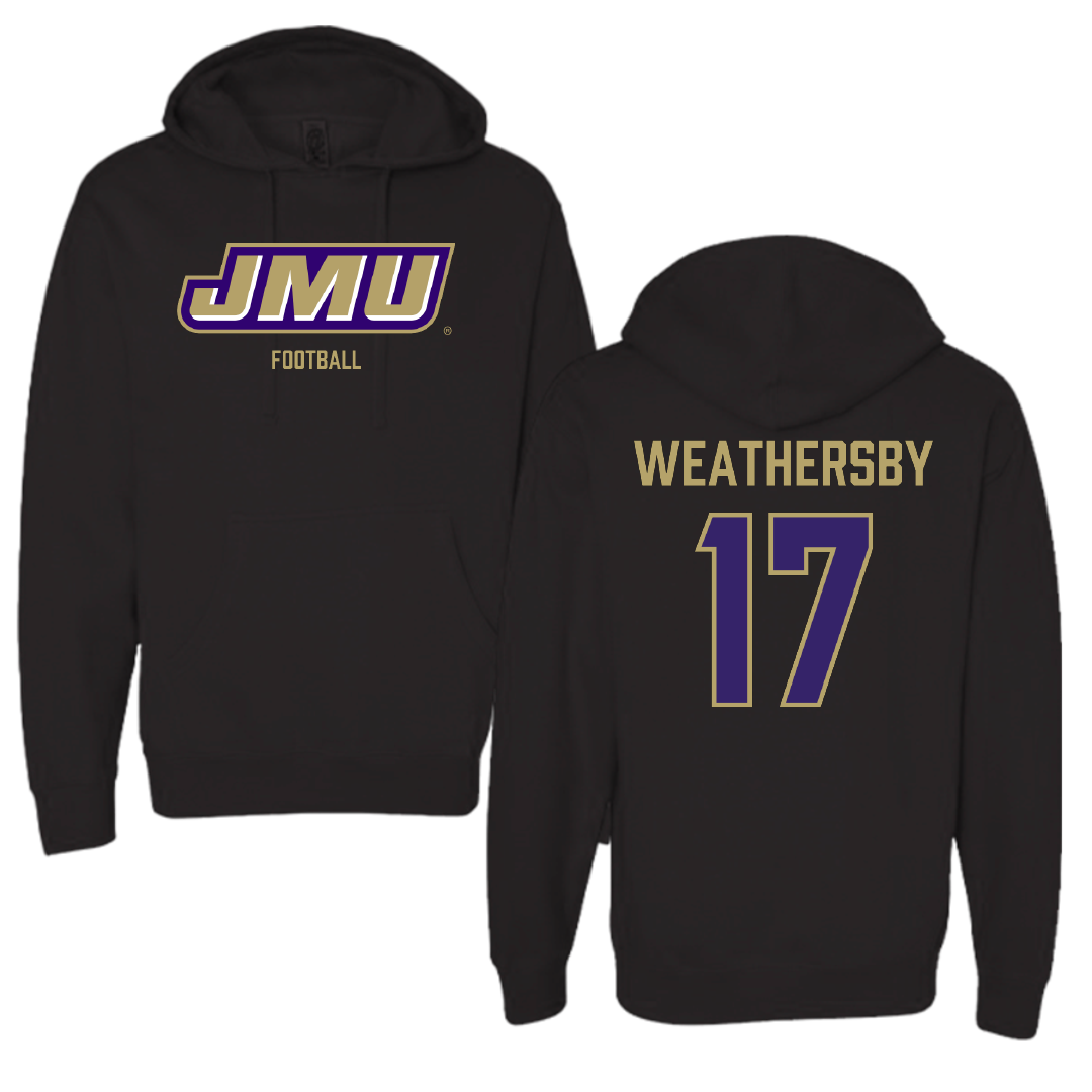 James Madison University Football Black Hoodie - #17 Gannon Weathersby