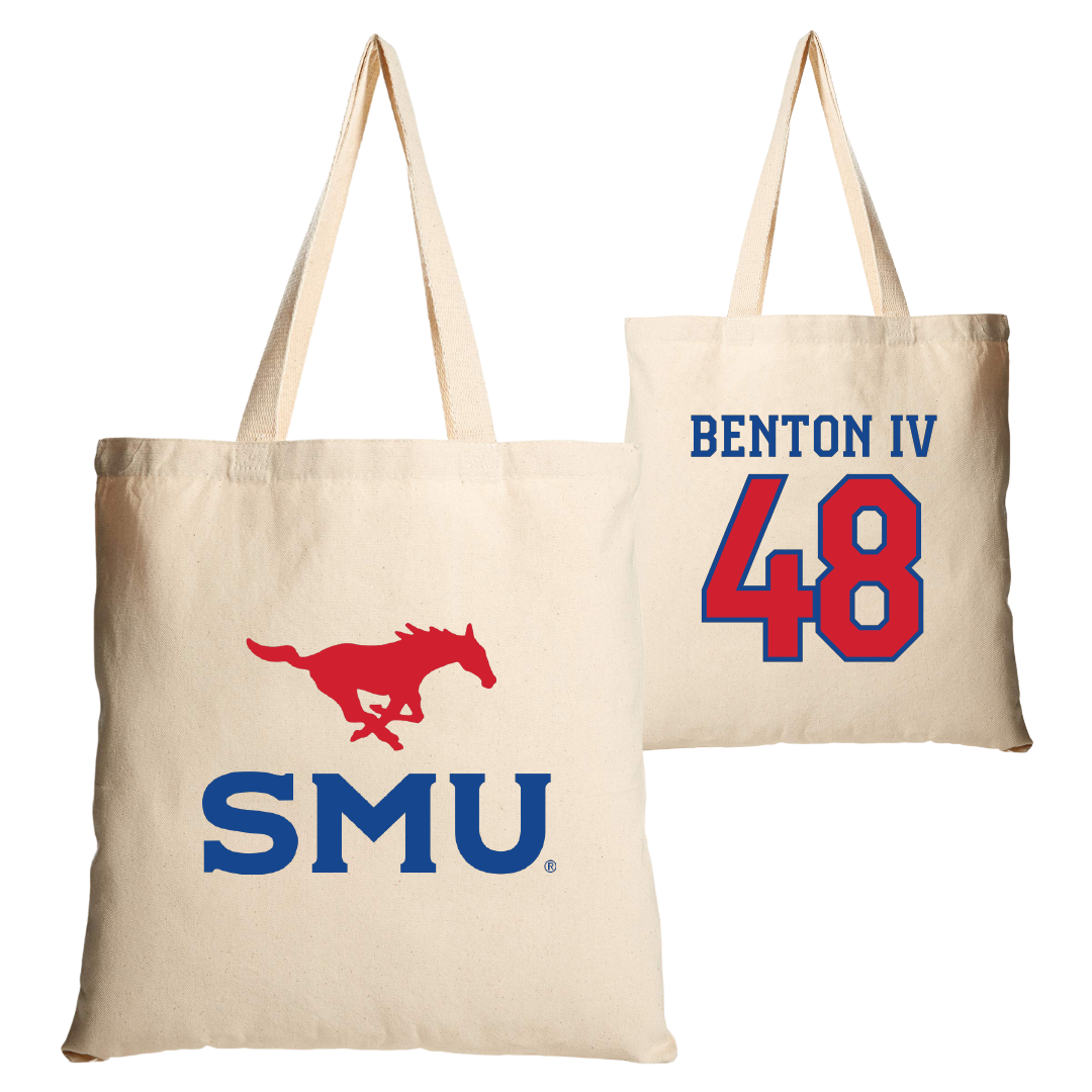 Southern Methodist University Football Tan Canvas Tote Bag - #48 Will Benton IV