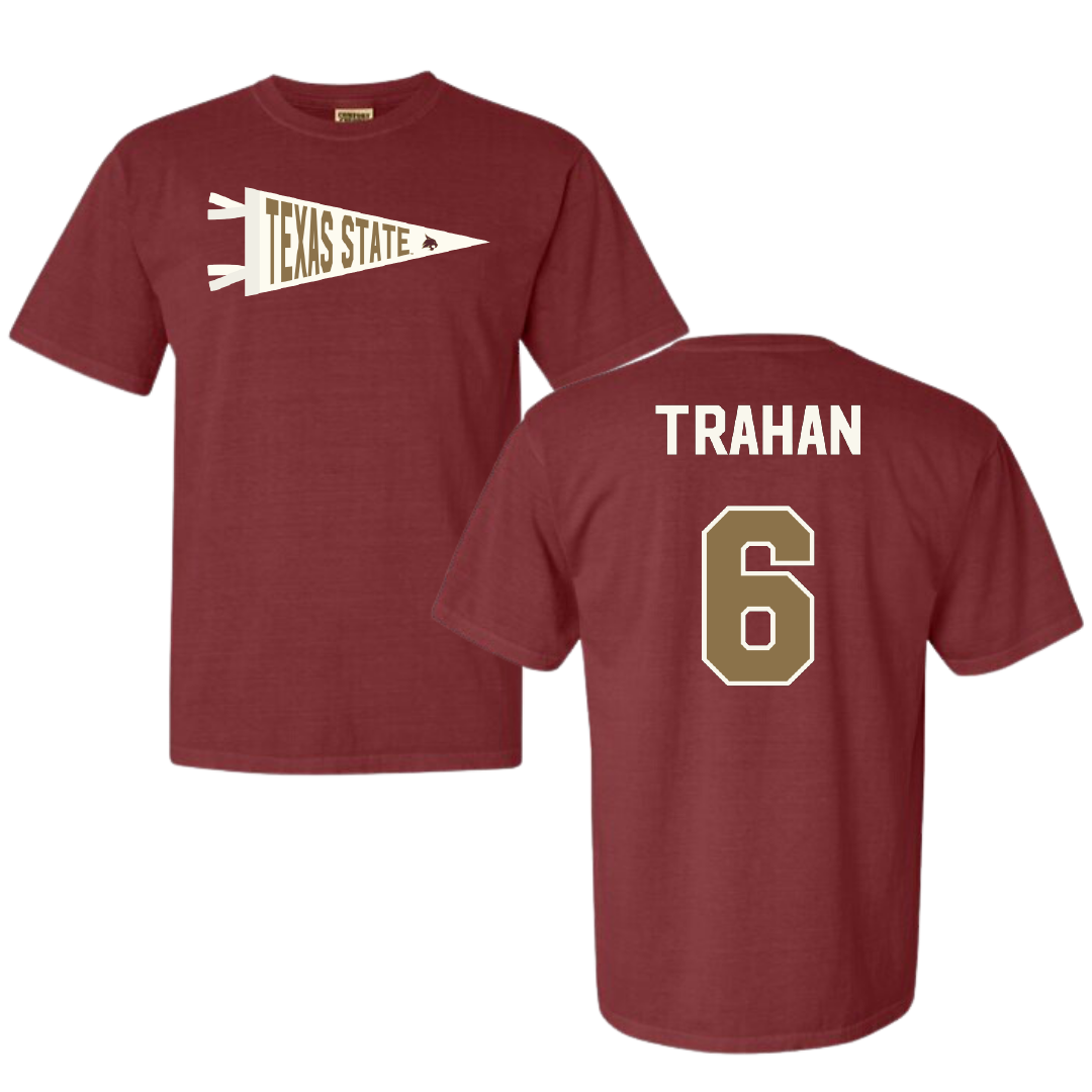 Texas State University Softball Maroon Pennant Comfort Colors Tee - #6 Ciara Trahan