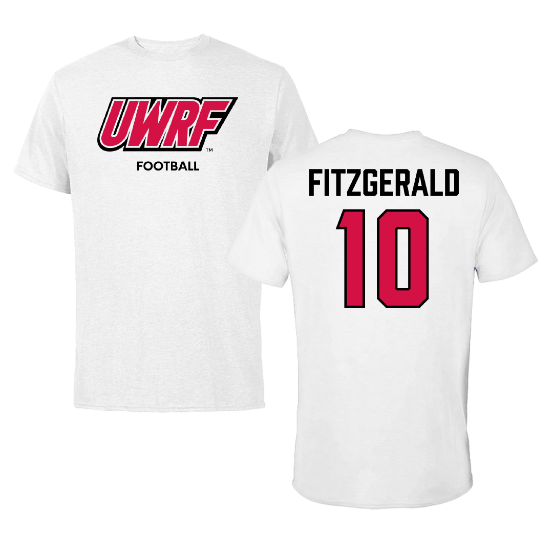 University of Wisconsin-River Falls Football White Block Tee - #10 Cade Fitzgerald