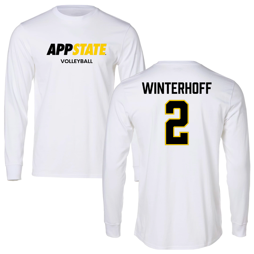 Appalachian State University Volleyball (W) White Block Performance Long Sleeve - #2 Maya Winterhoff