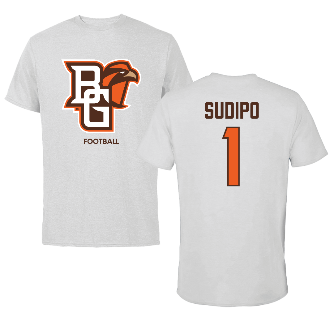Bowling Green State University Football Light Gray Performance Tee - #1 Mateo Sudipo