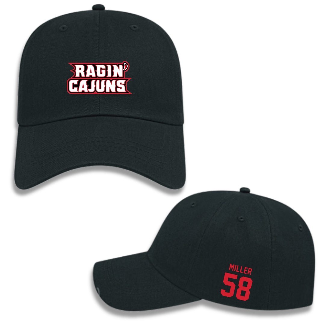 University of Louisiana at Lafayette Football Black Hat - #58 Grant Miller