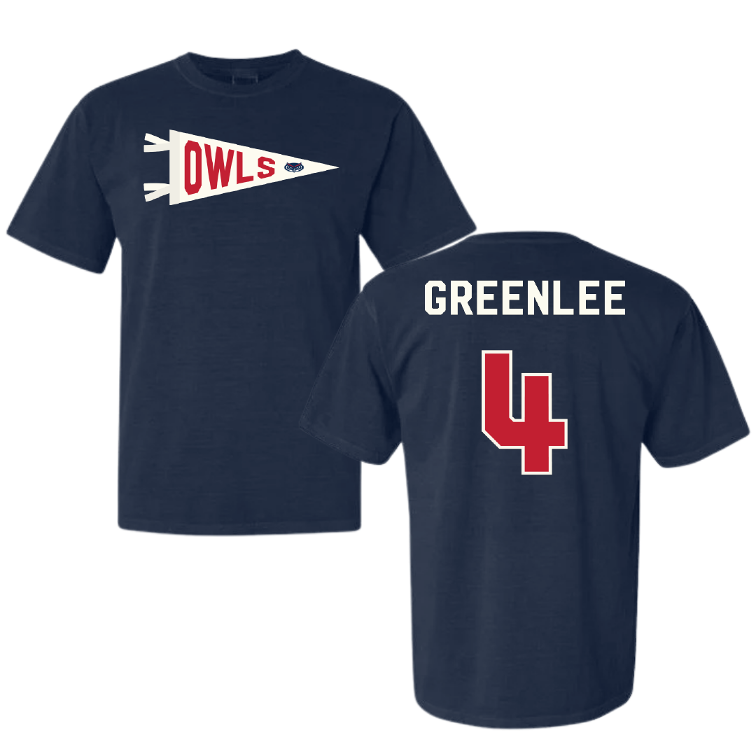 Florida Atlantic University Basketball Navy Pennant Comfort Colors Tee - #4 Bryan Greenlee