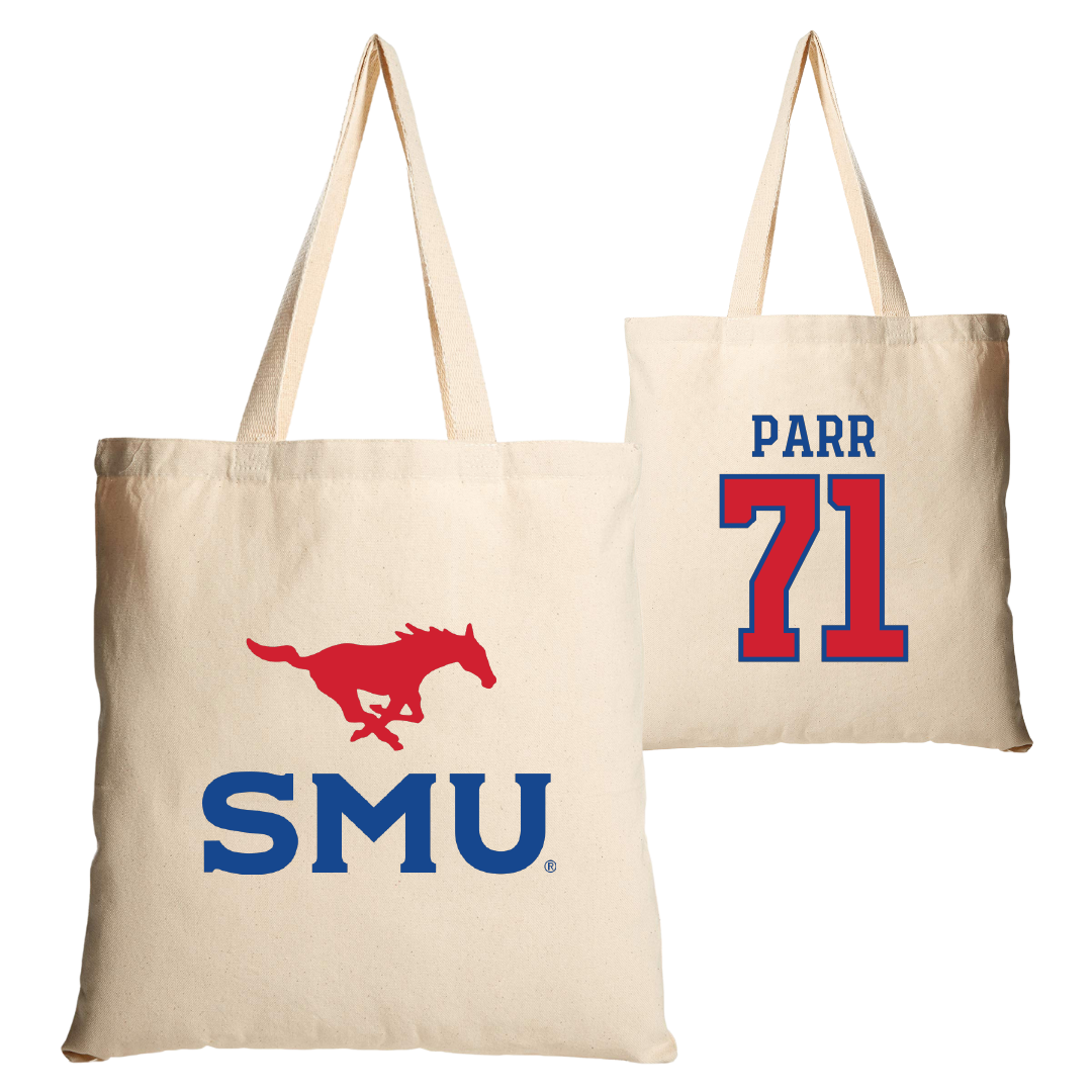 Southern Methodist University Football Tan Canvas Tote Bag - #71 Logan Parr
