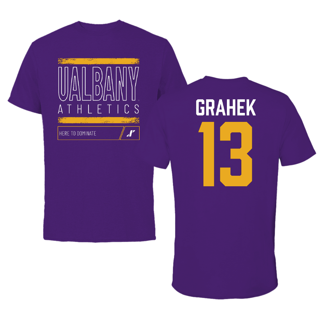 University at Albany Softball Purple Dominate Performance Tee - #13 Deanna Grahek